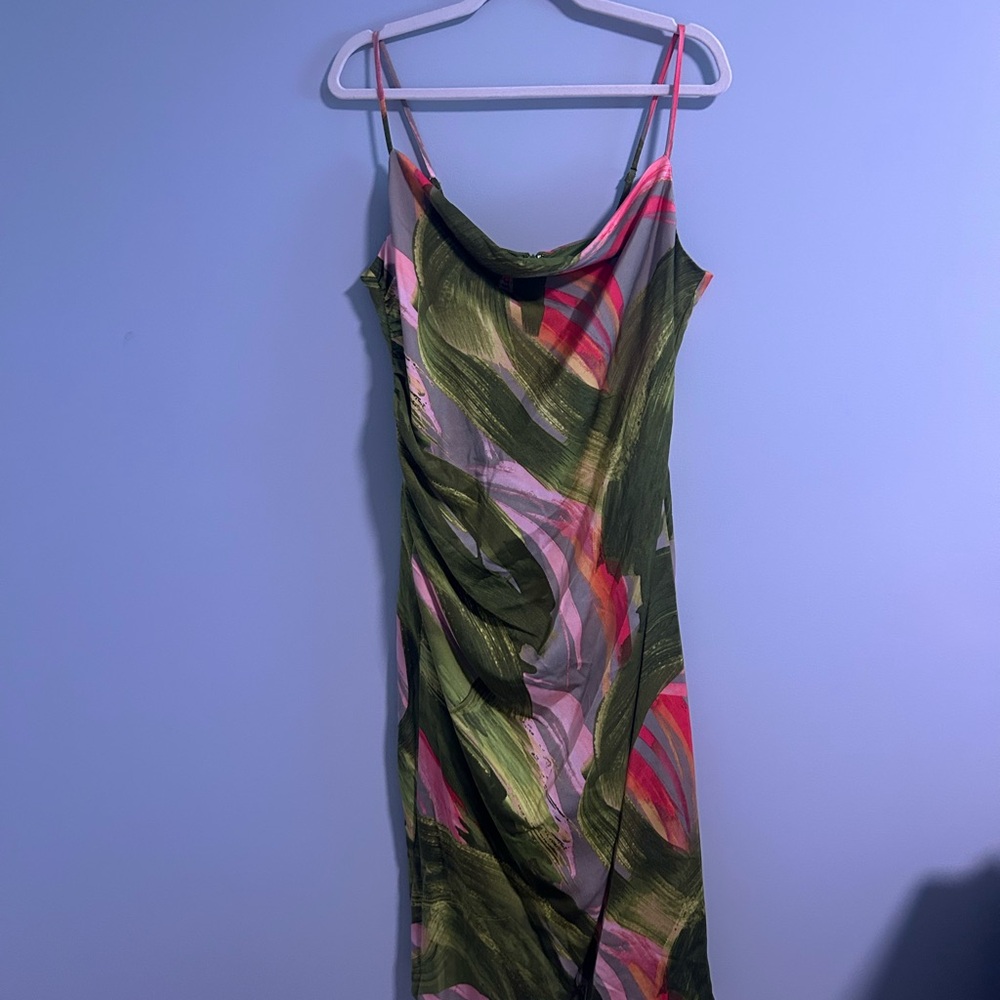 BCBG Green and Pink Maxi Dress